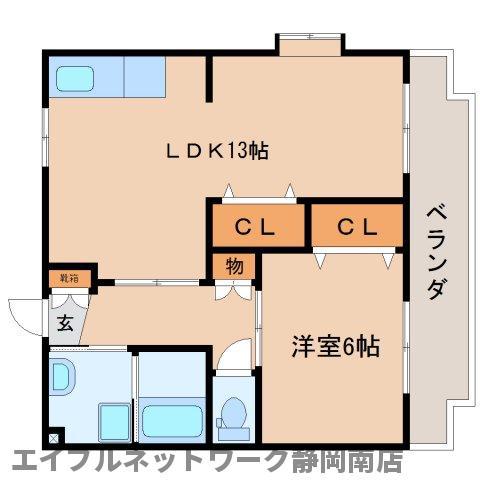 エクレール・ユウ(1LDK/2階)の間取り写真