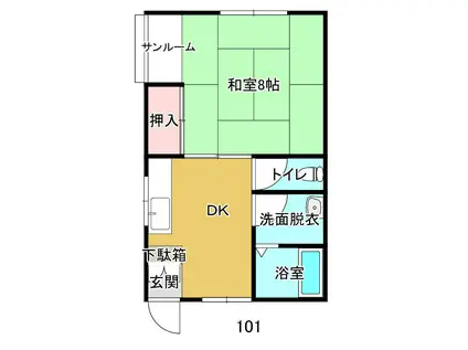 三田コーポ(1DK/1階)の間取り写真