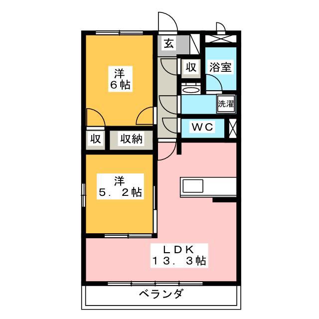コート沼津(2LDK/1階)の間取り写真