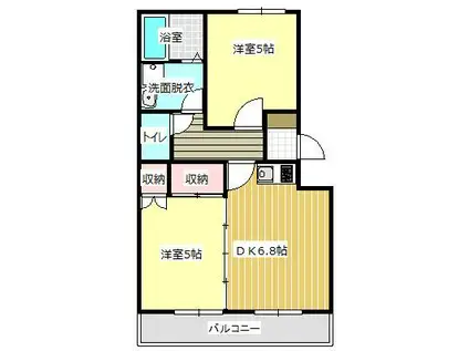 ウィンザーK(2DK/3階)の間取り写真