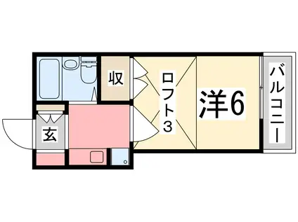 コスモス西飾磨(1K/2階)の間取り写真