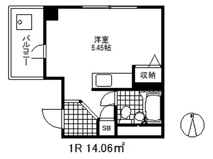 三宮パークハイム(ワンルーム/2階)の間取り写真