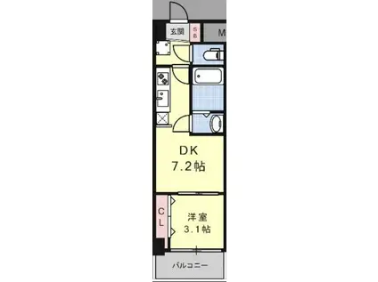 アドバンス神戸レイソレ(1DK/2階)の間取り写真