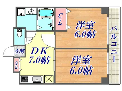 アパートメント大倉山(2LDK/3階)の間取り写真