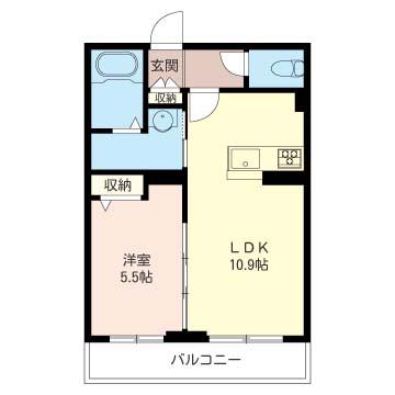 メゾンミルティーユ(1LDK/1階)の間取り写真