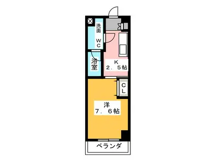 エイムオーエス島崎町マンション(1K/4階)の間取り写真