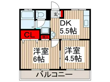 コーポジュアン(2DK/2階)の間取り写真