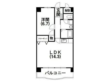 クレールトヨダ(1LDK/7階)の間取り写真