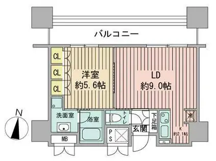 ラフィネタワー札幌南3条(1LDK/21階)の間取り写真
