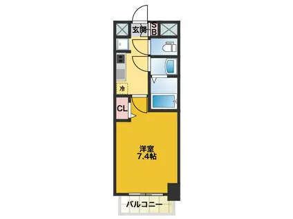 プレサンス桜通ベルノ(1K/11階)の間取り写真