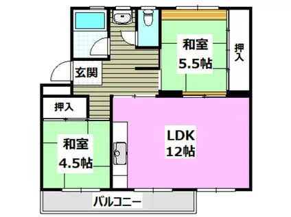 平田14号棟(2LDK/4階)の間取り写真