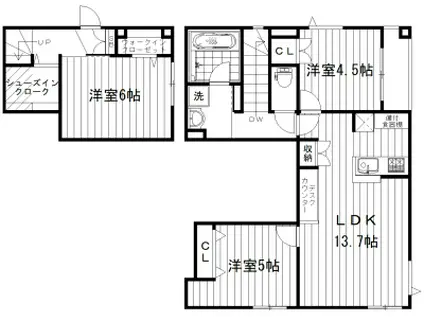中野五丁目計画(2SLDK/1階)の間取り写真