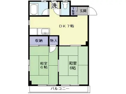 荻野マンション(2DK/3階)の間取り写真