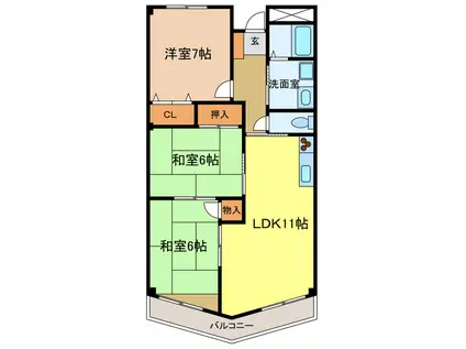 日吉マンション(3LDK/3階)の間取り写真