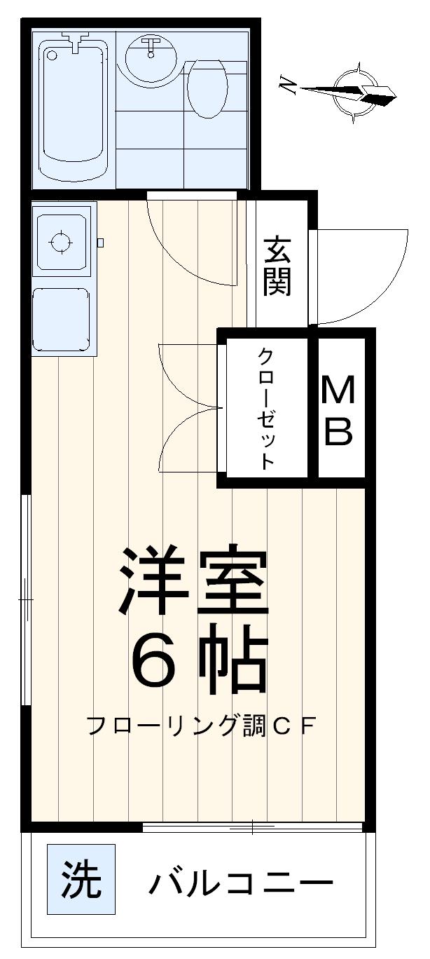 レヂオンス武蔵野(ワンルーム/2階)の間取り写真