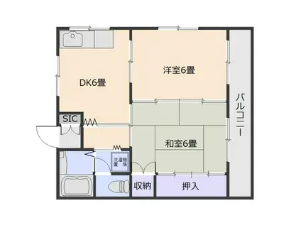 シャンポール太良(2DK/1階)の間取り写真