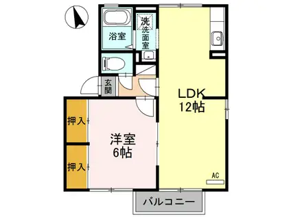 ウィズファイブ(1LDK/2階)の間取り写真