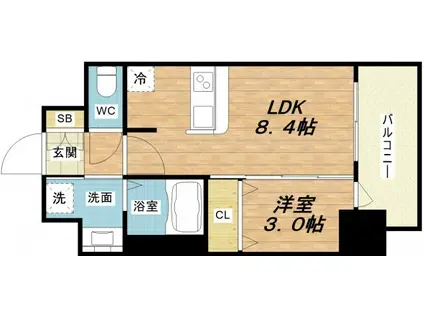 プレサンス難波マジョリティ(1LDK/7階)の間取り写真