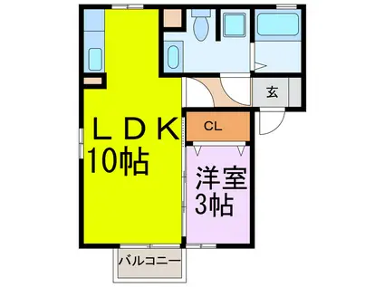 ピュアマインド(1LDK/2階)の間取り写真