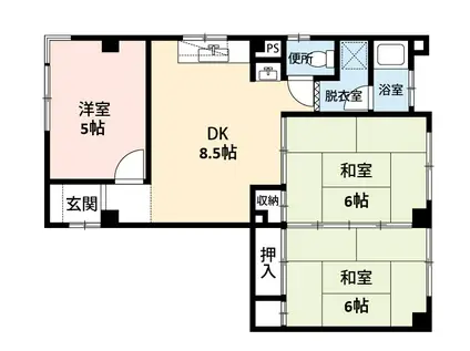 第1おおぎビル(3DK/2階)の間取り写真