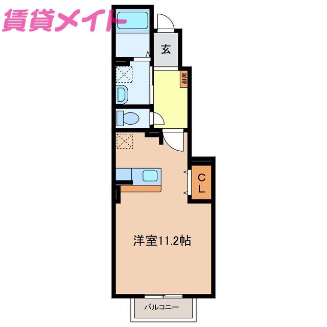 エターナルヴィラ(ワンルーム/1階)の間取り写真