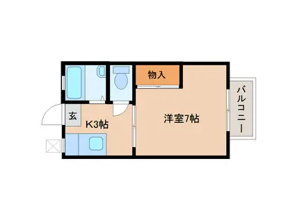 ノーブルハイツB(1K/2階)の間取り写真