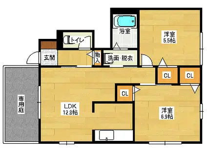 シャーメゾン平和台C棟(2LDK/1階)の間取り写真