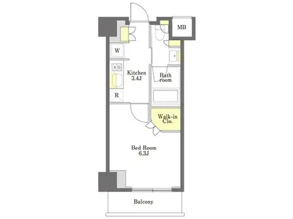プライムメゾン品川(1K/3階)の間取り写真