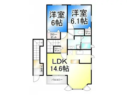 メルティー・アイ II(2LDK/2階)の間取り写真