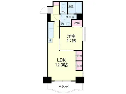アップル第7マンション(1LDK/9階)の間取り写真
