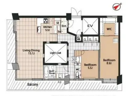 センターハイツ梅ヶ丘(2LDK/7階)の間取り写真
