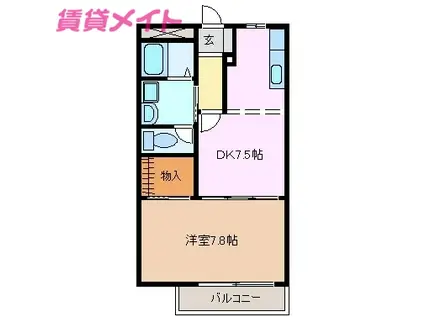 エステート川崎C(1DK/2階)の間取り写真