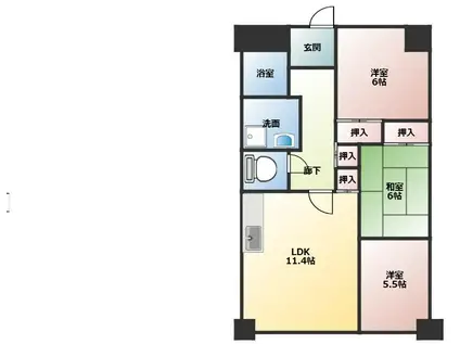 ラ・ディジェム旭(3LDK/3階)の間取り写真
