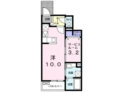 カーサ・モデルノ(1K/1階)の間取り写真