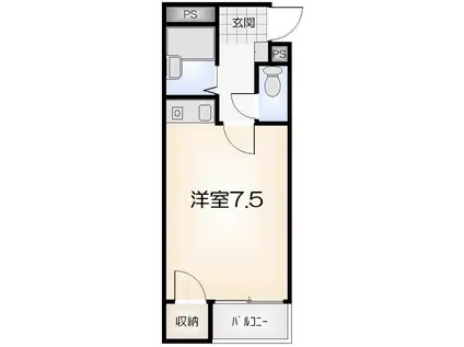 ピアネージュ徳島(ワンルーム/5階)の間取り写真