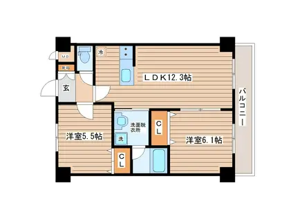 ヘリオスIZUMI(2LDK/3階)の間取り写真