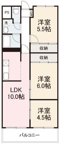 ハイマート屋島(3LDK/4階)の間取り写真