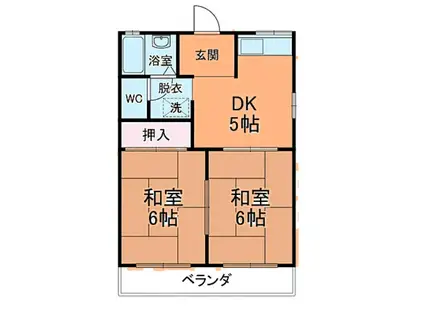清風荘(2DK/1階)の間取り写真