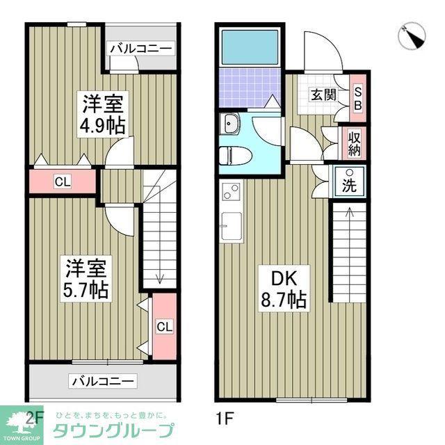 アンジュエール C(2DK/1階)の間取り写真