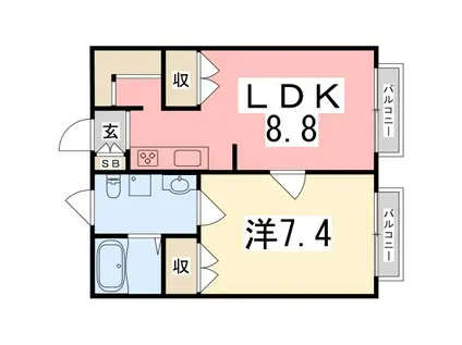 K・HOUSE(1LDK/2階)の間取り写真