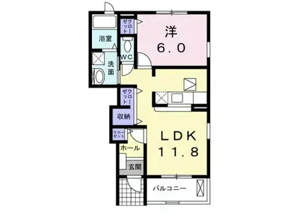 スター ヒル M(1LDK/1階)の間取り写真