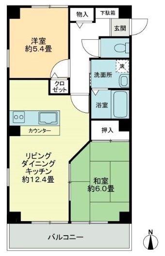 フォブールタウン成合C棟(2LDK/3階)の間取り写真