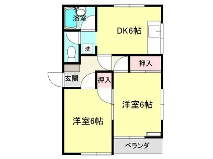ハイツヤマキ(2DK/2階)の間取り写真