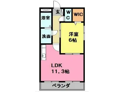 グランデージ北島(1LDK/1階)の間取り写真