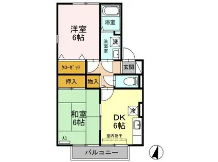 ロイヤルガーデン子安A(2DK/2階)の間取り写真