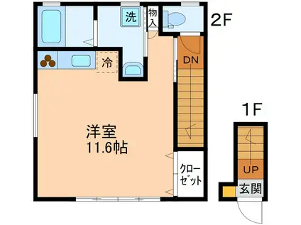 ドゥバンセ(ワンルーム/2階)の間取り写真