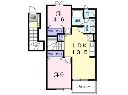 ブライト・テラス(2LDK/2階)の間取り写真