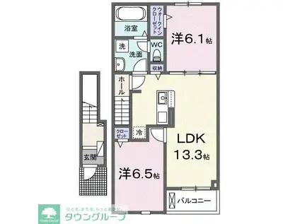ラ・トゥール青山 II(2LDK/2階)の間取り写真