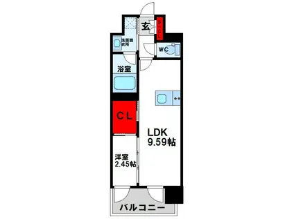 プレジデンス ざ 三萩野(1LDK/2階)の間取り写真