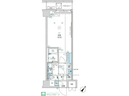 グラシアプレイス押上(1K/2階)の間取り写真